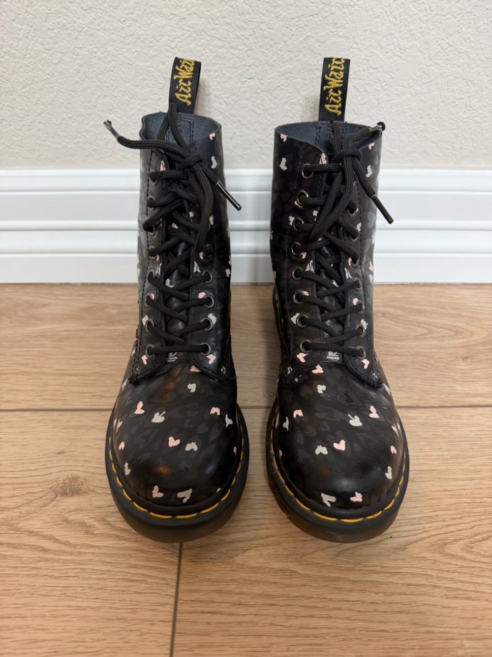 Dr. Martens 1460 Pascal Wild Hearts, Black Lace-Up Boots